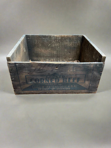 Rustic wooden corned beef crate from Libbys Ashwood Film TV Props