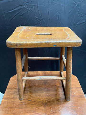 Stained Wooden Stool with Footrest 
