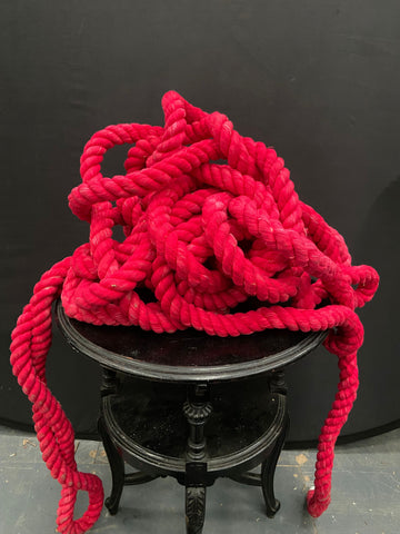 A big bundle of really thick neon pink rope.&nbsp;