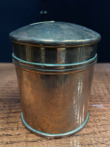 Engraved Brass Storage Tin