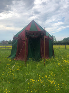 Green and red medieval jousting tent 