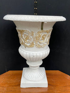 A set of white and gold Grecian-style planters Film TV Props London