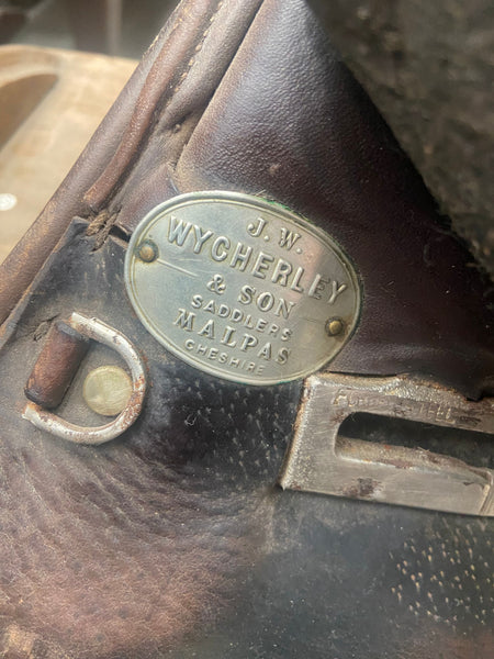 Two-tone leather saddle, made by J.W. Wycherley Son Saddlers- Malpas, Cheshire.