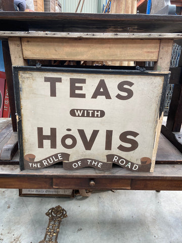 'Teas With Hovis' sign, hand painted in brown and cream paint Film TV Props