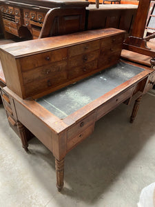 Antique Bureau with Green Leather Top