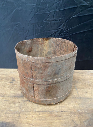 Rusty Planter with Three Staves