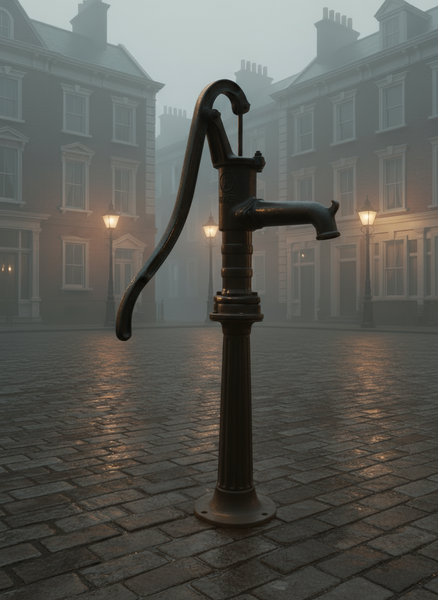 Antique cast iron hand water pump, which would have once been found in the street.