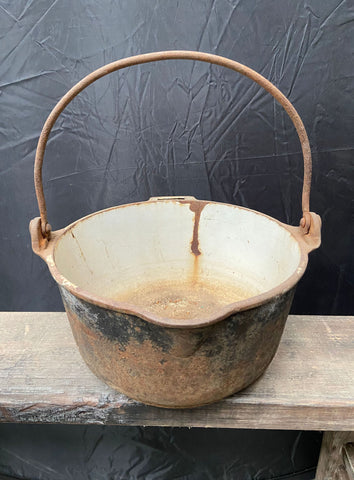 Rusty Enamel Pan with Pouring Lip