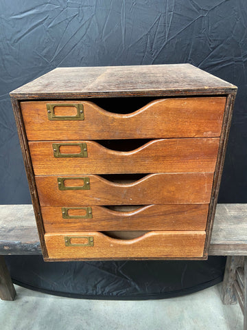 Five Drawer Unit with Brass Labels
