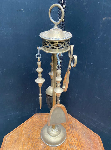 Antique Brass Fireplace Tool Set