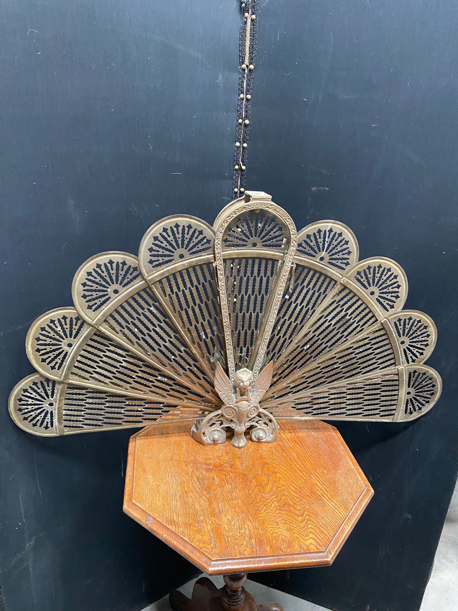 Brass Peacock Fireplace Screen