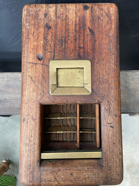 Thomas O'Brien of Liverpool Victorian oak self-closing shop till with an ornate cast metal handle.&nbsp;