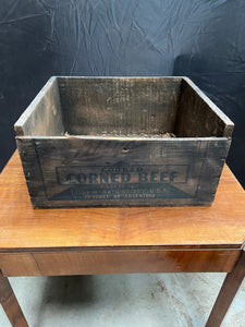 Rustic wooden corned beef crate from Libbys Ashwood Film TV Props