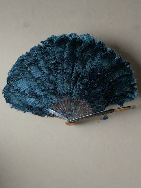 Black ostrich feather fans. Vintage from the 1900s. 2 sizes available.