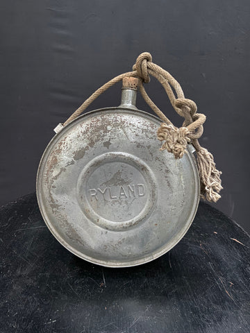 Ryland soldier's silver tin drum canteen in an aged condition