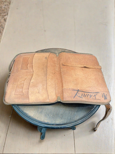 Vintage brown leather writing case/ document organiser/ portfolio.