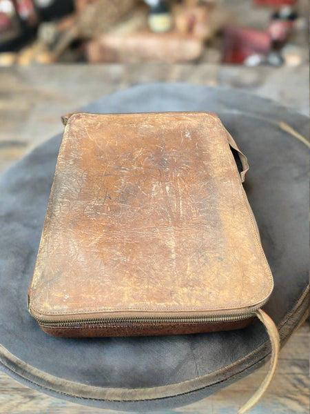 Vintage brown leather writing case/ document organiser/ portfolio.