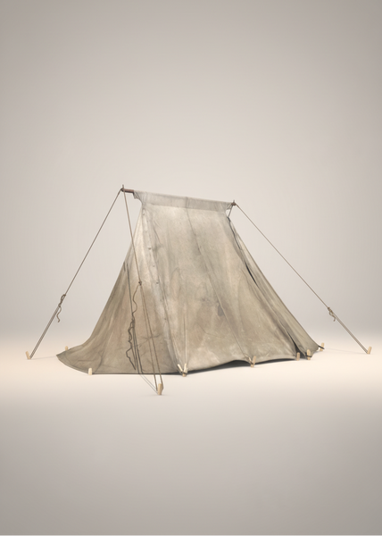A set of small canvas market tents- the opening flap covers 1m forward.