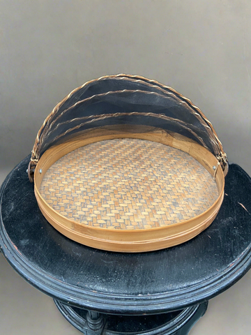 Bamboo Food Tray with a Mesh Cover