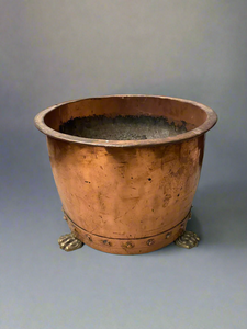 Copper Log Bin with Brass Feet