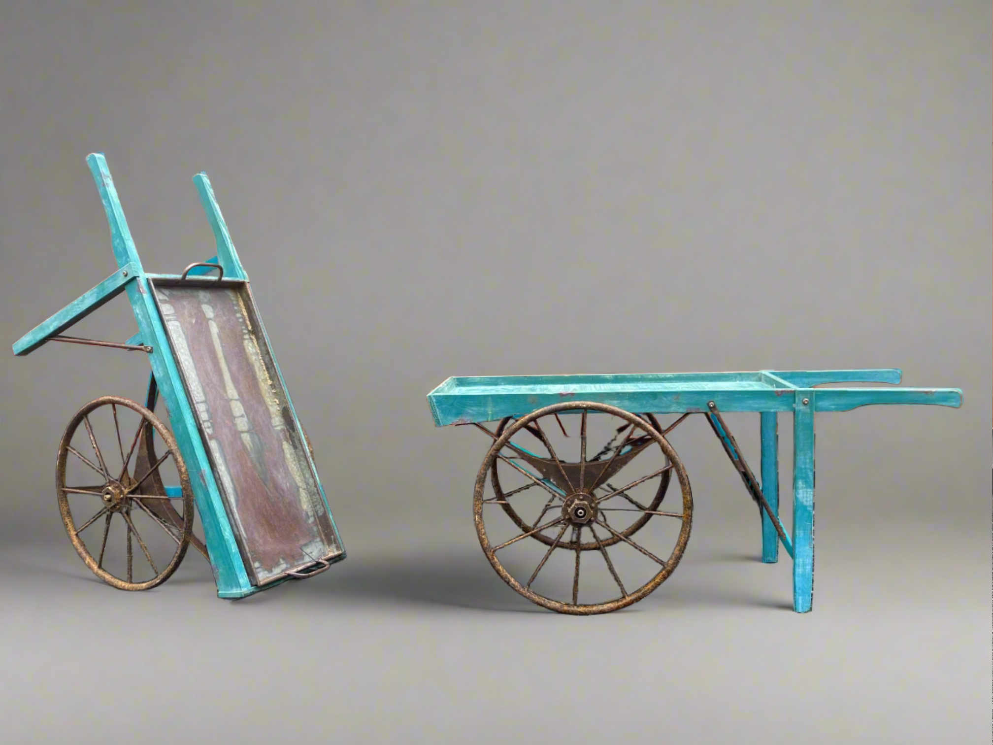 Antique Teal Market Display Cart