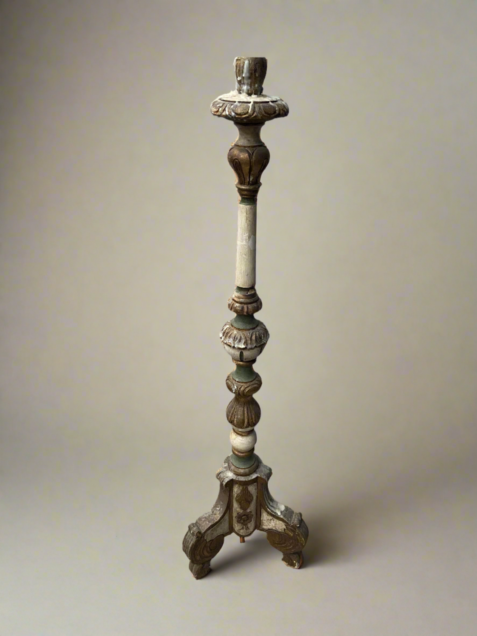 Italian Altar Painted Candlestick