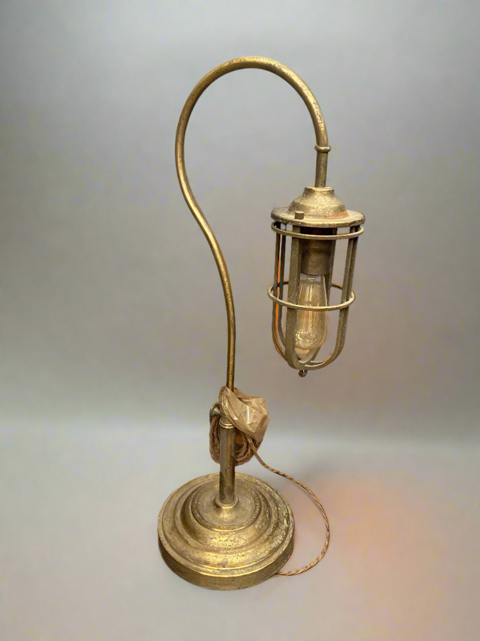 Loops Brass Caged Table Lamp