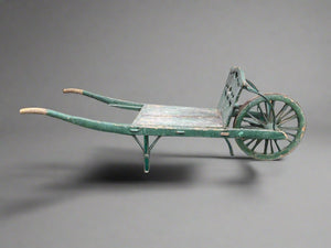 Antique green wooden garden barrow, circa early 20th century.