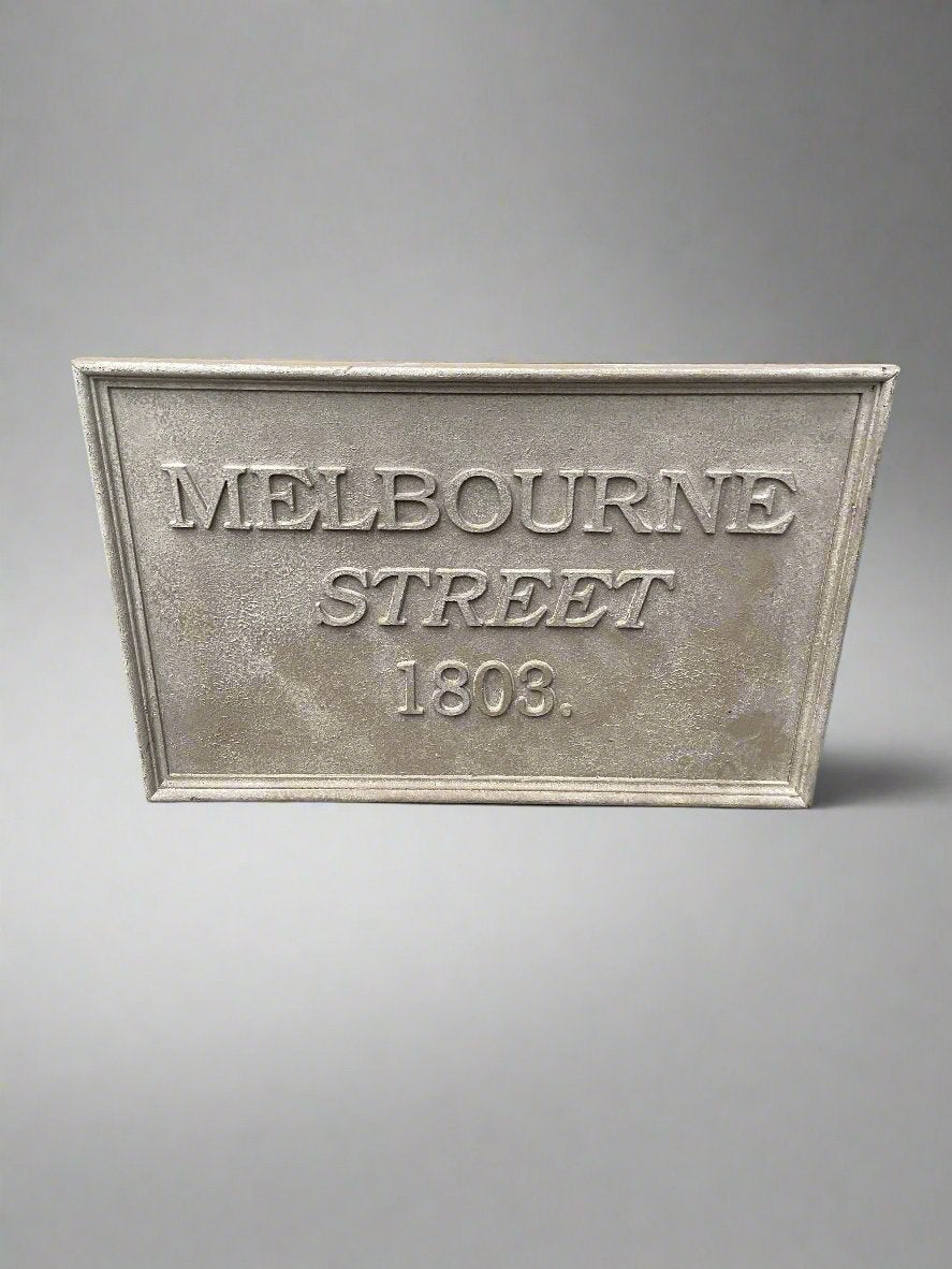 Melbourne street sign prop make. Useful for wall cover ups.