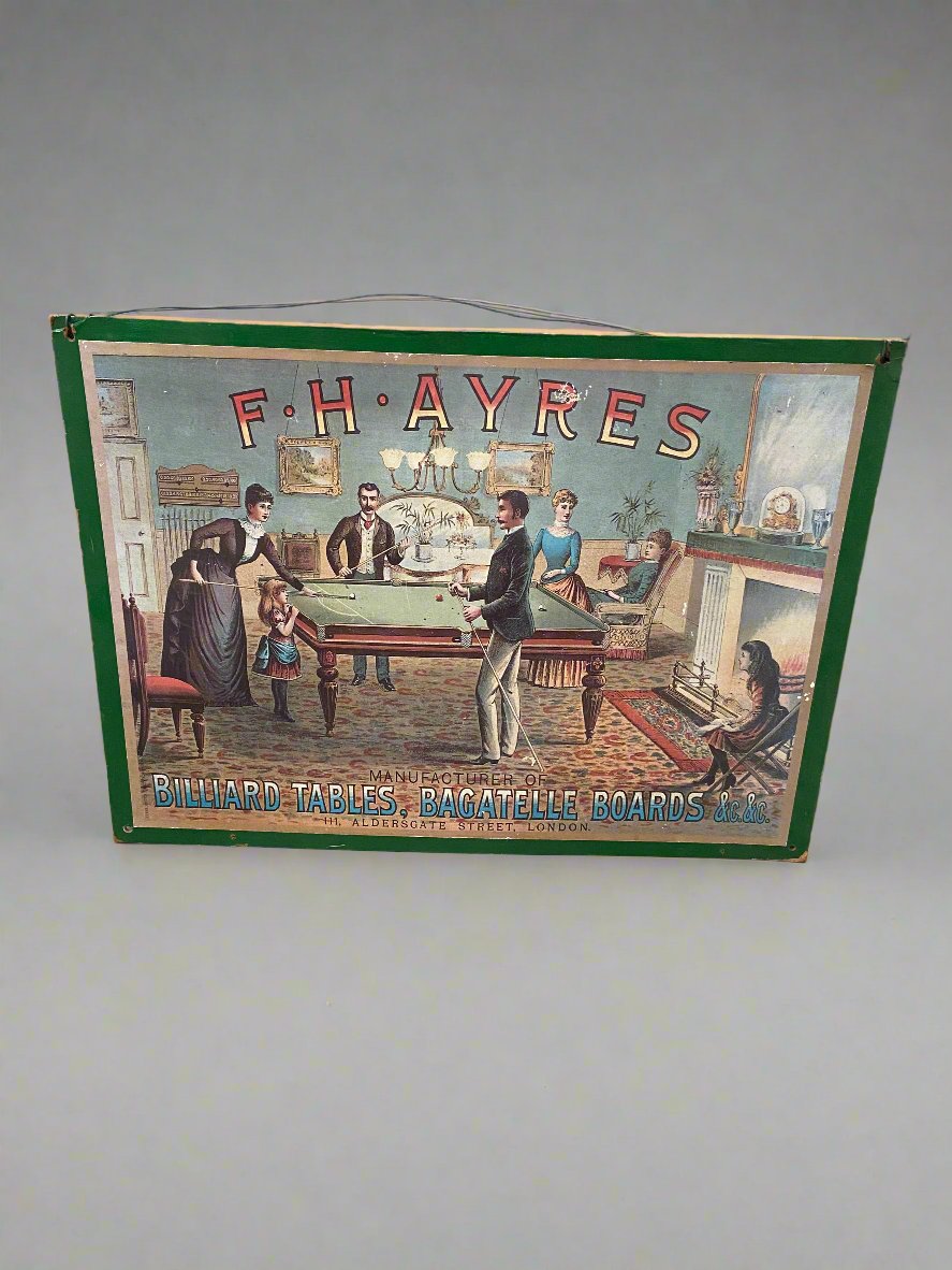 Victorian billiards table advert wall sign.