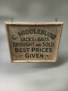 C. Middleburg sacks & bags antique style hanging wall sign.