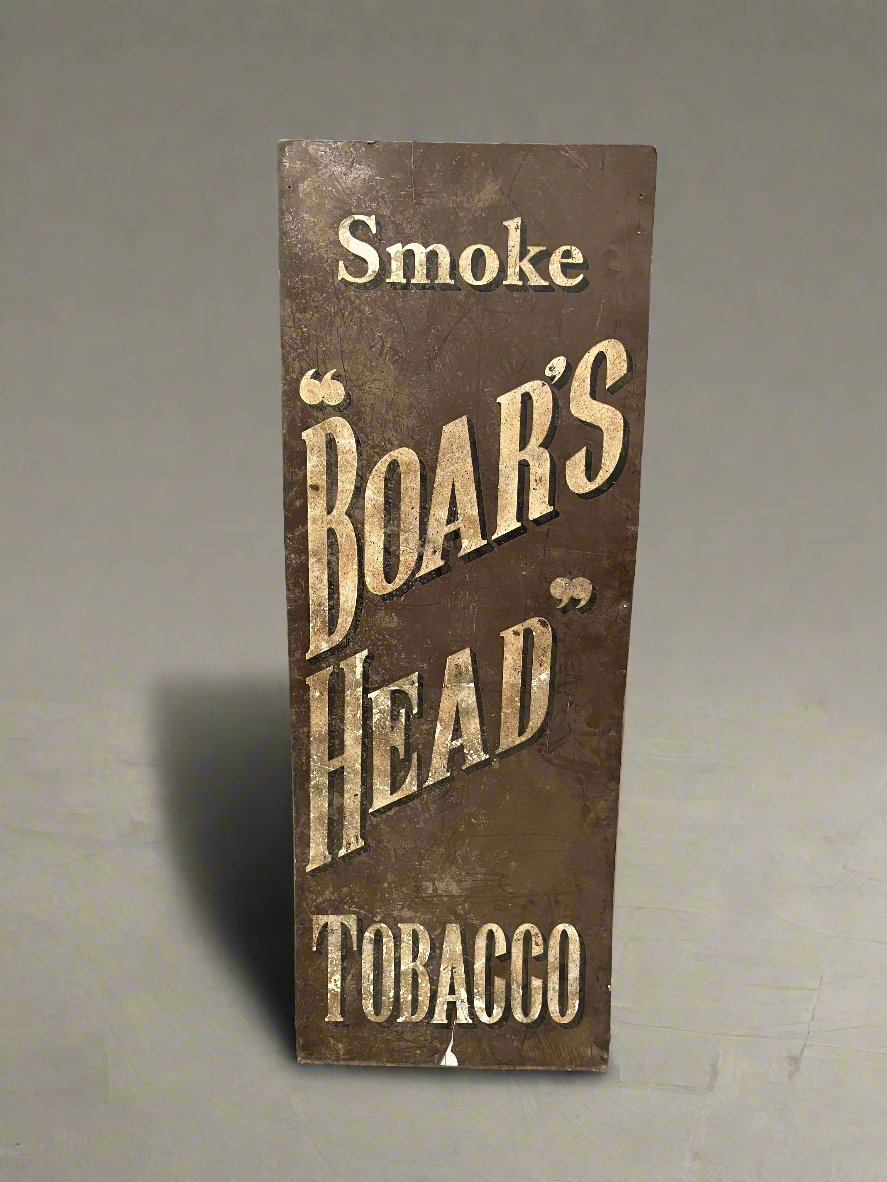 Smoke 'Boar's Head' Tobacco long wall sign, in a vintage style.