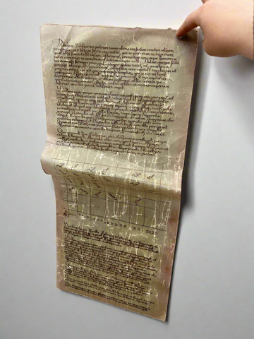 A collection of period prop make documents on a semi translucent waxy paper.