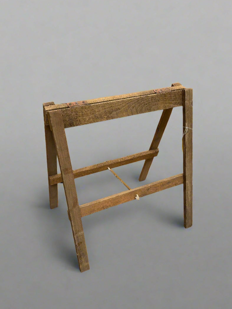 Oak and rope a-board trestle stand.