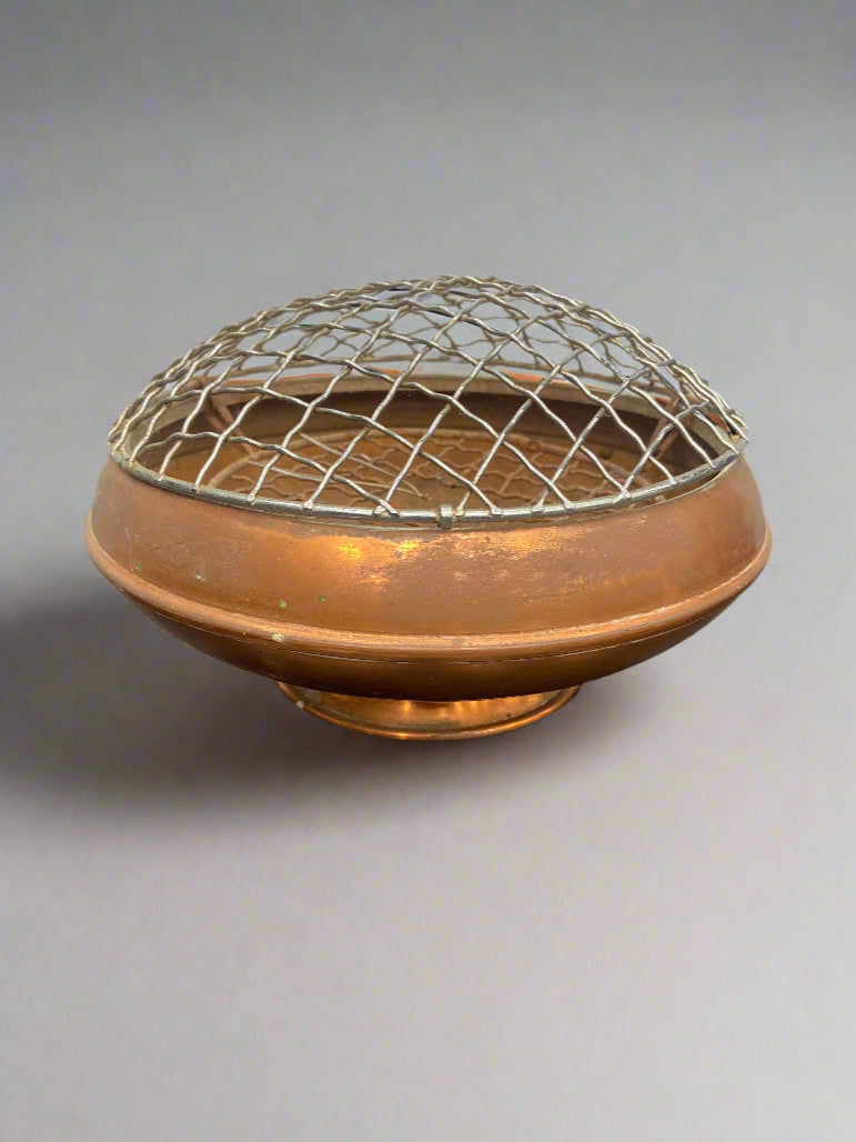 Antique copper flower posse/ vase, circa 1900-1940. Designed for displaying roses.