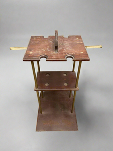 A pair of antique wooden croquet stands, for holding for mallets and balls. Circa early 20th century.