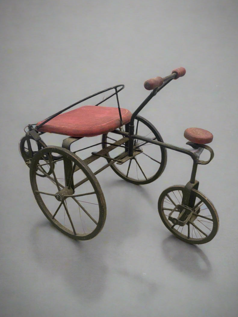 Antique English Laurel & Hardy/ Tiller &amp; Treadle tricycle, circa 1870s.