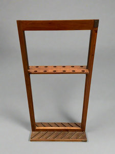 Antique wooden pool cue holder, circa 20th century.