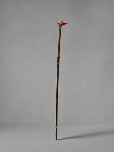 Gentleman's walking stick with a carved wooden duck head handle.