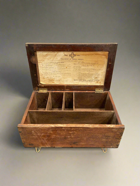 A vintage medical first aid box by Boots, dated to the first world war.