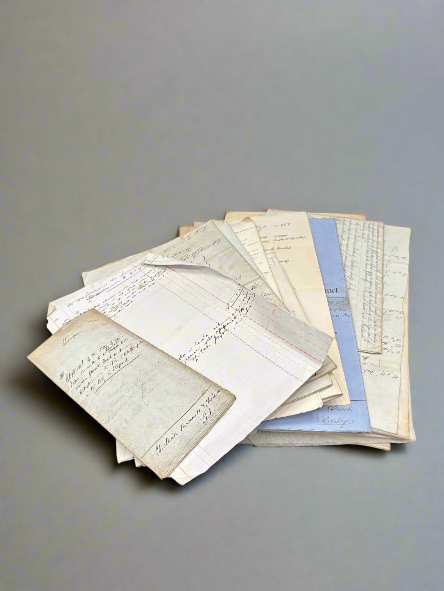 A selection of period papers in an aged condition.