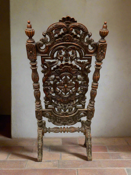 Carved Wooden Fire Screen