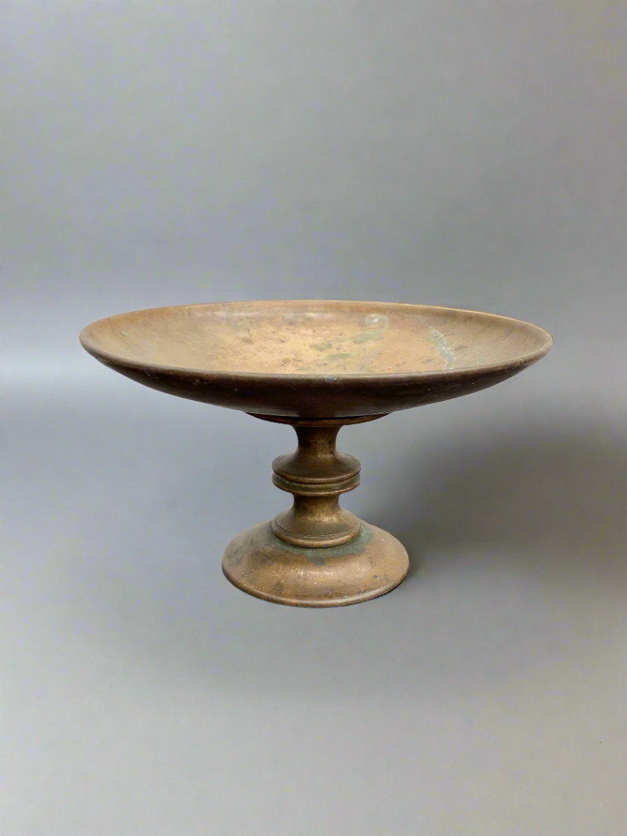 An antique, Italian-style, brass fruit platter/ pedestal bowl.