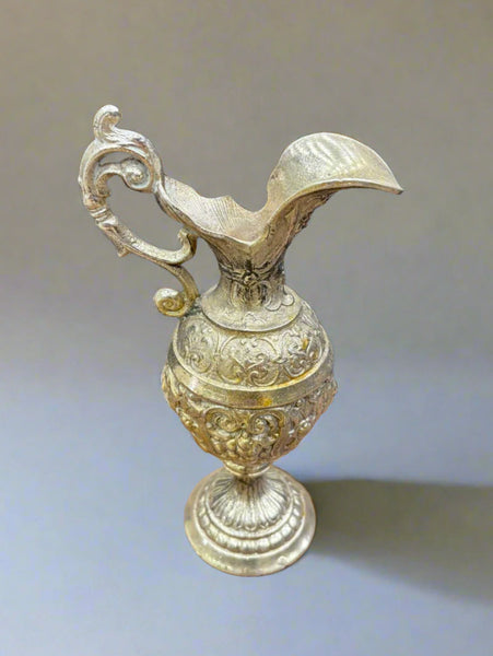 An antique ormolu silver wine ewer/jug with a faded gold coating, circa 19th century.