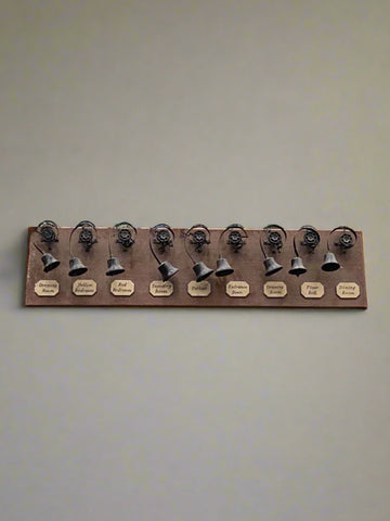A Victorian-style servant bell board prop-make.