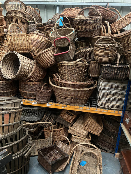 A large variety of woven baskets in different shapes and sizes.

We have a wide selection so please get in touch with your brief and we can send any further photos if required.