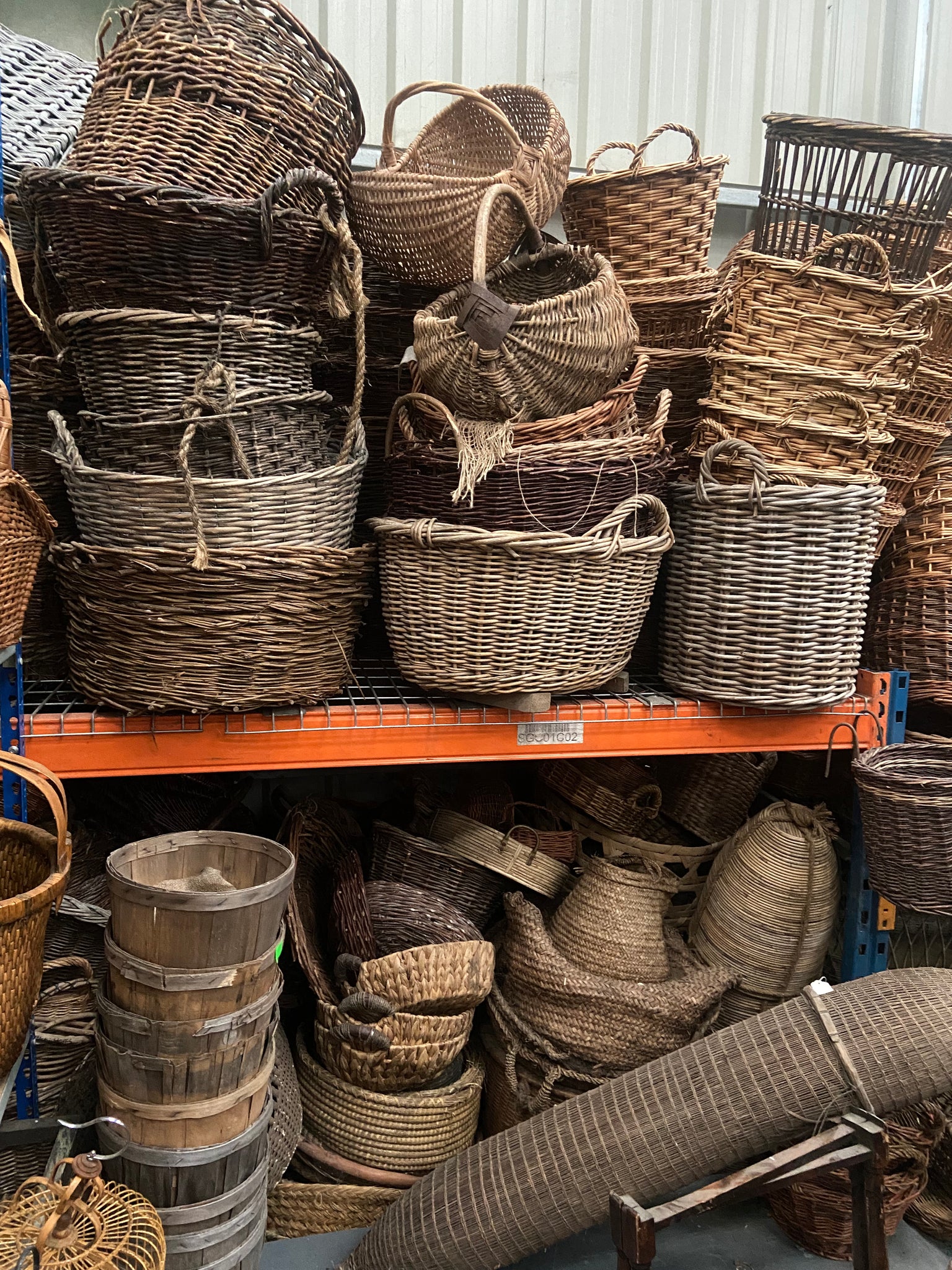 A large variety of woven baskets in different shapes and sizes.

We have a wide selection so please get in touch with your brief and we can send any further photos if required.
