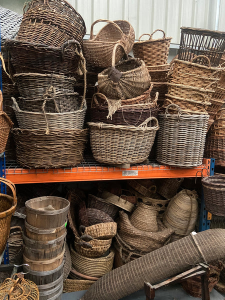 A large variety of woven baskets in different shapes and sizes.

We have a wide selection so please get in touch with your brief and we can send any further photos if required.