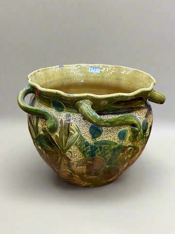 A C. H. Brannam green glazed koi vase/planter, circa early 1900s.