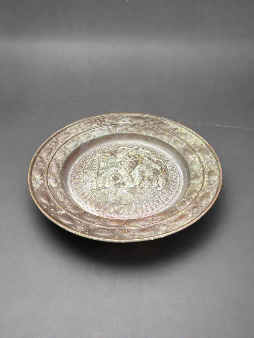 Decorative Metal Plate with Latin Text